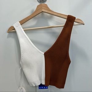 Hana Colorblock Ribbed-Knit Crop Top